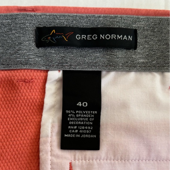 GREG NORMAM GOLF SHORTS. EXCELLENT CONDITION. MOISTURE WICK. SOFT 4 WAY STRETCH - Picture 9 of 11